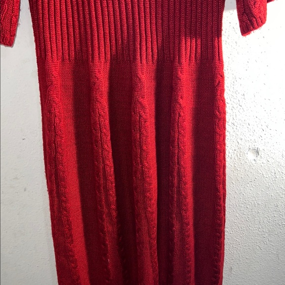 Pink Rose Vibrant Red Knit Sweater Dress - Picture 8 of 8